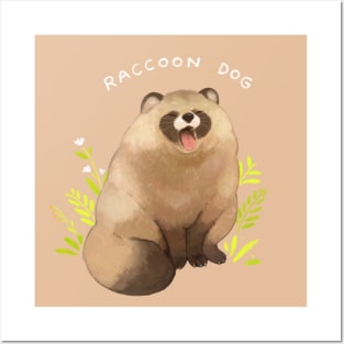 Yawning Raccoon Dog Posters and Art